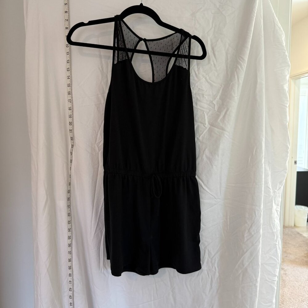 Gilligan & O'Malley Lounge Pajama Romper Shorts Women's Medium Black Sleeveless